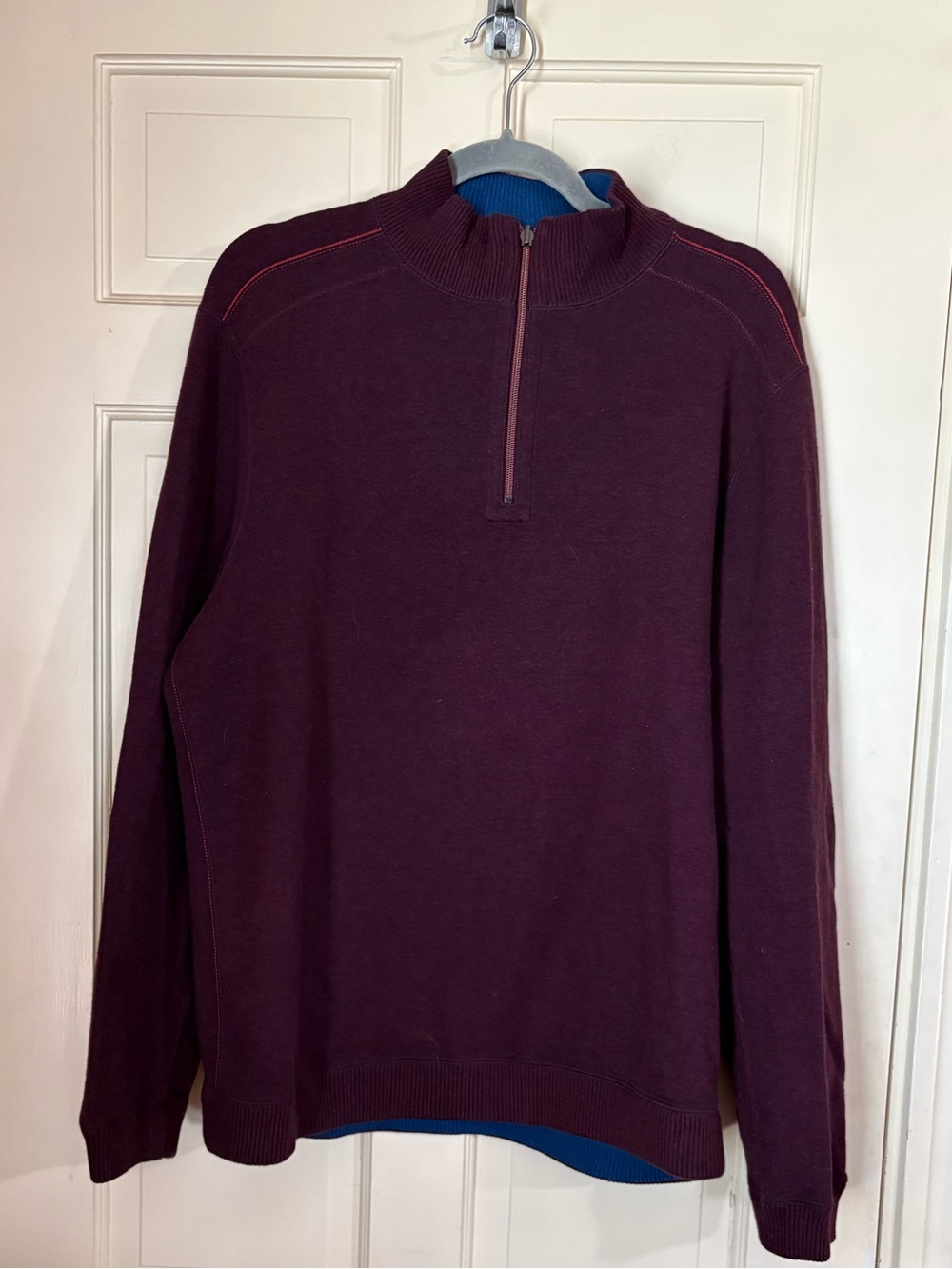Tommy Bahama  Men's Burgundy Quarter Zip Sweater Men’s Size Large Reversible